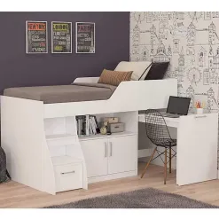 Cama Multifuncao Bianca MDF com 2 Portas 1 Gavetao Escrivaninha Cimol Branca