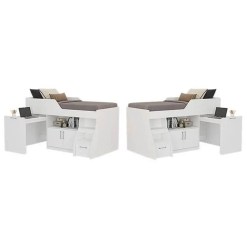 Cama Multifuncao Bianca MDF com 2 Portas 1 Gavetao e Escrivaninha Cimol