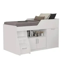 Cama Multifuncao Bianca MDF com 2 Portas 1 Gavetao e Escrivaninha Cimol Branca