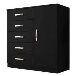 Comoda Evidencia Sapateira E 5 Gavetas Branco Preto