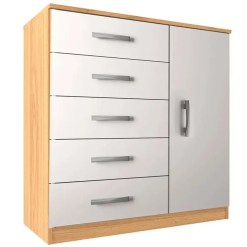 Comoda Evidencia Com Sapateira E 5 Gavetas Cinamomo Branco