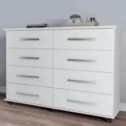 Comoda Jade com 8 Gavetas Corredica Telescopica e Rodinhas Branco