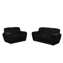 Conjunto Sofa 2 e 3 Lugares Saint Pierre Tecido Suede preto