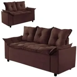 Conjunto Sofa 2 e 3 Lugares Tecido Suede Liones