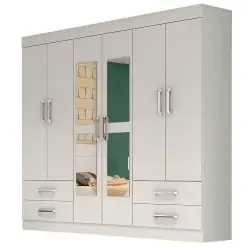 Guarda Roupa 6 Portas Com Espelho Hercules Carioca Moveis