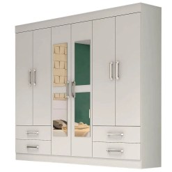 Guarda Roupa 6 Portas Com Espelho Hercules Carioca Moveis