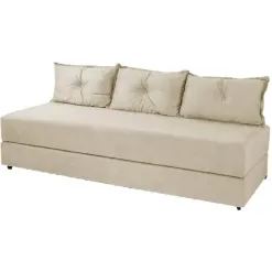 Sofa Cama Bicama 3 Lugares Casal Sofanete Suede Bege