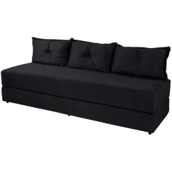 Sofa Cama Bicama 3 Lugares Casal Sofanete Suede preto