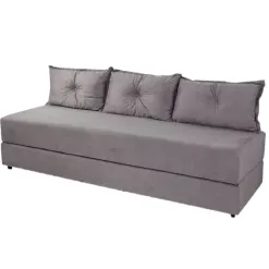 Sofa Cama Bicama 3 Lugares Casal Sofanete Tecido Suede Cinza