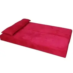 Sofa Cama Bicama 3 Lugares Casal Sofanete Vermelho Suede