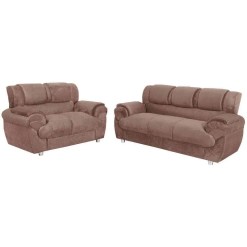 Sofa Conjunto com 2 e 3 Lugares Jogo em Tecido Suede 7025 Marrom