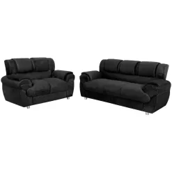 Sofa Conjunto com 2 e 3 Lugares Jogo em Tecido Suede 7025 preto