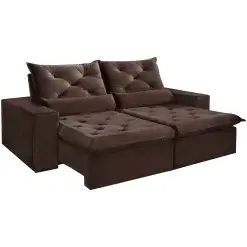 Sofa Elegance 3 Lugares Retratil E Reclinavel Com Tecido Veludo De 200cm Marrom