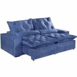 Sofa Retratil E Reclinavel Elegance Confort Tecido Suede 2 Metros Azul
