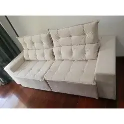 Sofa Retratil e Reclinavel Carioca Bege Foto Real