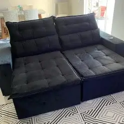 Sofa Retratil e Reclinavel Carioca Preto Foto Real