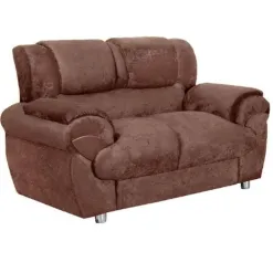 Sofa 2 Lugares 7025 em Tecido Suede e Encosto Fixo Marrom