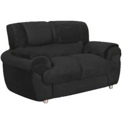 Sofa 2 Lugares 7025 em Tecido Suede e Encosto Fixo Preto