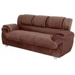 Sofa 3 Lugares 7025 em Tecido Suede e Encosto Fixo Marrom