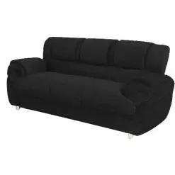 Sofa 3 Lugares 7025 em Tecido Suede e Encosto Fixo Preto