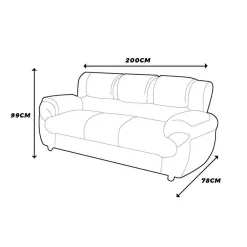 Sofa 7025 3 Lugares Tecido Suede Medidas