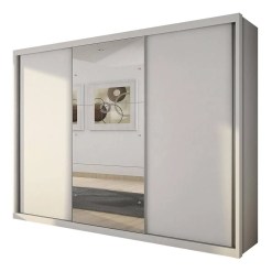 Guarda Roupa Paradizzo Casal com Espelho 3 Portas 6 Gavetas Novo Horizonte Branco