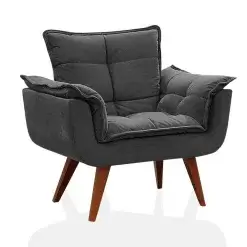 Poltrona Opalla Suede Pes Palito My House Decor Grafite