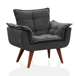 Poltrona Opalla Suede Pes Palito My House Decor Grafite