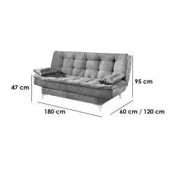 Sofa Cama Casal 3 Lugares Agatha Com Encosto Reclinavel Medidas