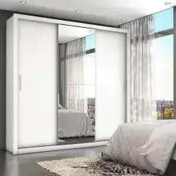 Guarda Roupa Bahia Casal 3 Portas 4 Gavetas Cor Branco