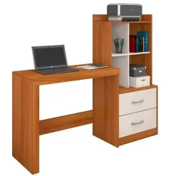 Mesa Para Computador Alana Com Estante 2 Gavetas Cinamomo Off White