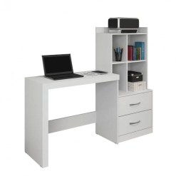 Mesa para Computador com Estante Branca 2 Gavetas Alana JCM Moveis