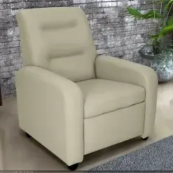 Poltrona Classic Reclinavel Tecido Corino Cor Bege