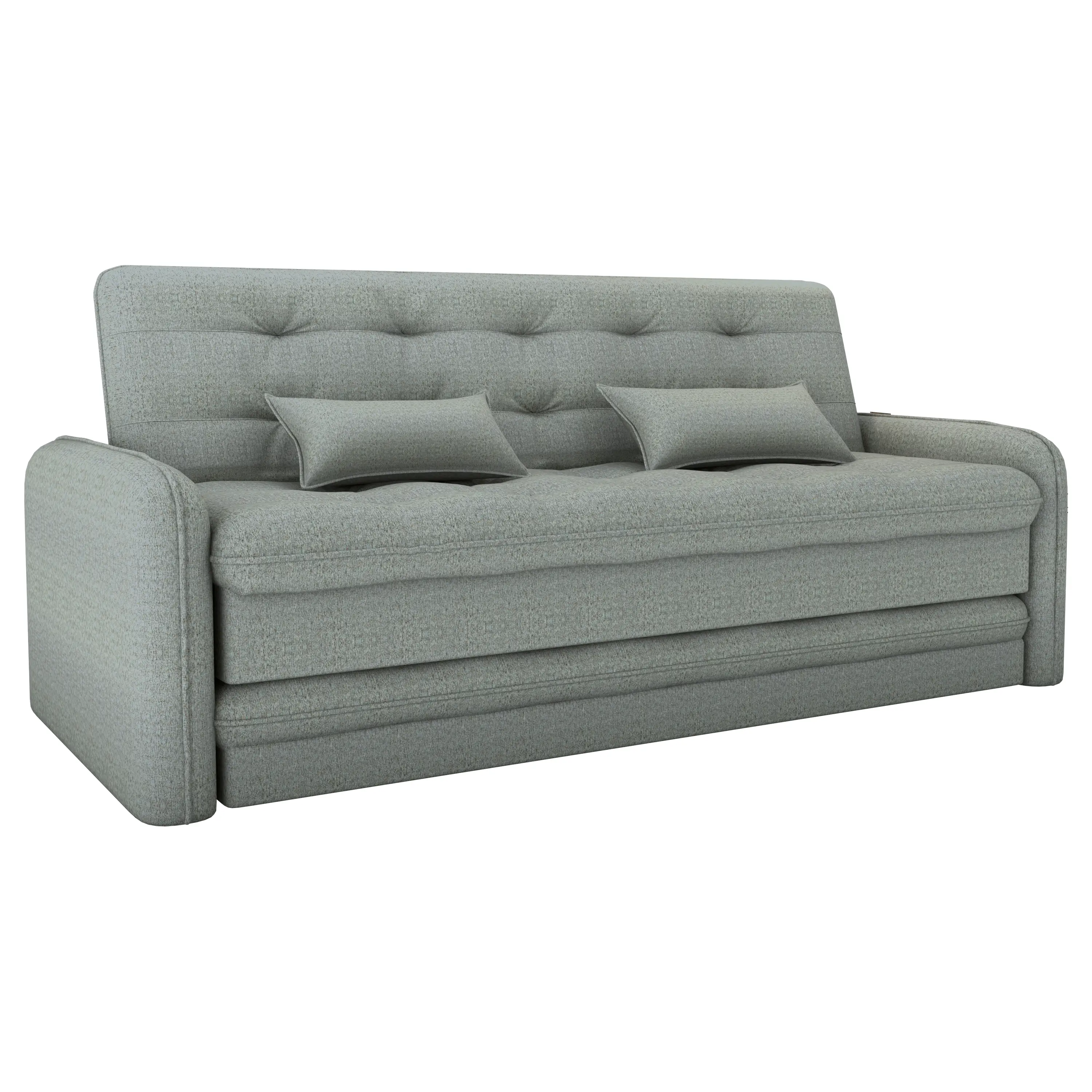 Sofa Cama Madalena Reclinavel Com Cama Auxiliar 3 Lugares Tecido Linho 200cm Cinza