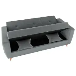 Sofa Cama Pamela 4 Lugares Reclinavel Com Bau 207cm Tecido Veludo Interno