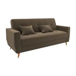 Sofa Cama Pamela 4 Lugares Reclinavel Com Bau 207cm Tecido Veludo Marrom