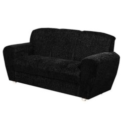 Sofa 5010 com 3 Lugares em Tecido Suede e Encosto Fixo Preto