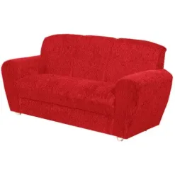 Sofa 5010 com 3 Lugares em Tecido Suede e Encosto Fixo Vermelho