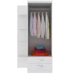 Guarda Roupa 2 Portas Infantil Evidencia Branco Interno