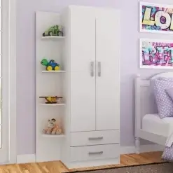 Guarda Roupa Infantil 2 Portas com Cantoneira Evidencia Branco