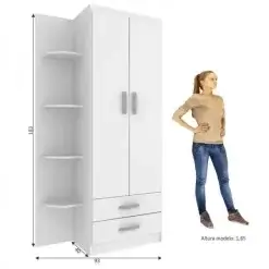 Guarda Roupa Infantil 2 Portas com Cantoneira Evidencia Branco Medidas
