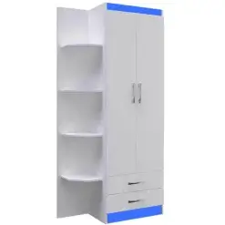 Guarda Roupa Infantil Com Cantoneira Evidencia 2 Portas Azul