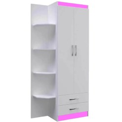 Guarda Roupa Infantil Com Cantoneira Evidencia 2 Portas Rosa