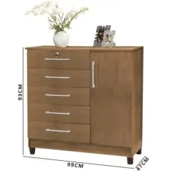 Comoda 5 Gavetas 1 Porta Vitoria Rud Rack Medidas