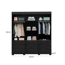 Guarda Roupa Itapema Casal 3 Portas de Correr e 9 Gavetas Medidas