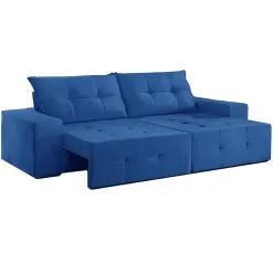 Sofa Espanha 2 Lugares Retratil 150cm Tecido Suede Azul