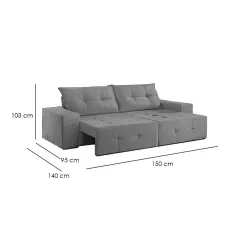 Sofa Espanha 2 Lugares Retratil 150cm Tecido Suede Medidas