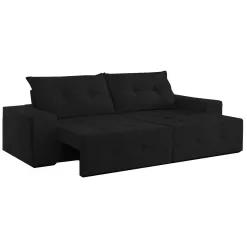 Sofa Retratil Espanha 150cm Tecido Suede Preto