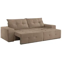Sofa Retratil Espanha 150cm Tecido Suede bege