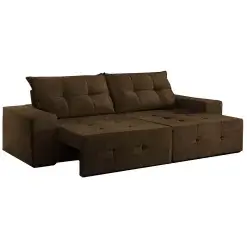 Sofa Retratil Espanha 150cm Tecido Suede marrom